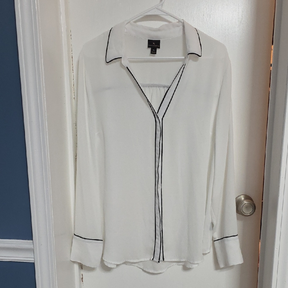 Worthington White Shirt with Black Piping